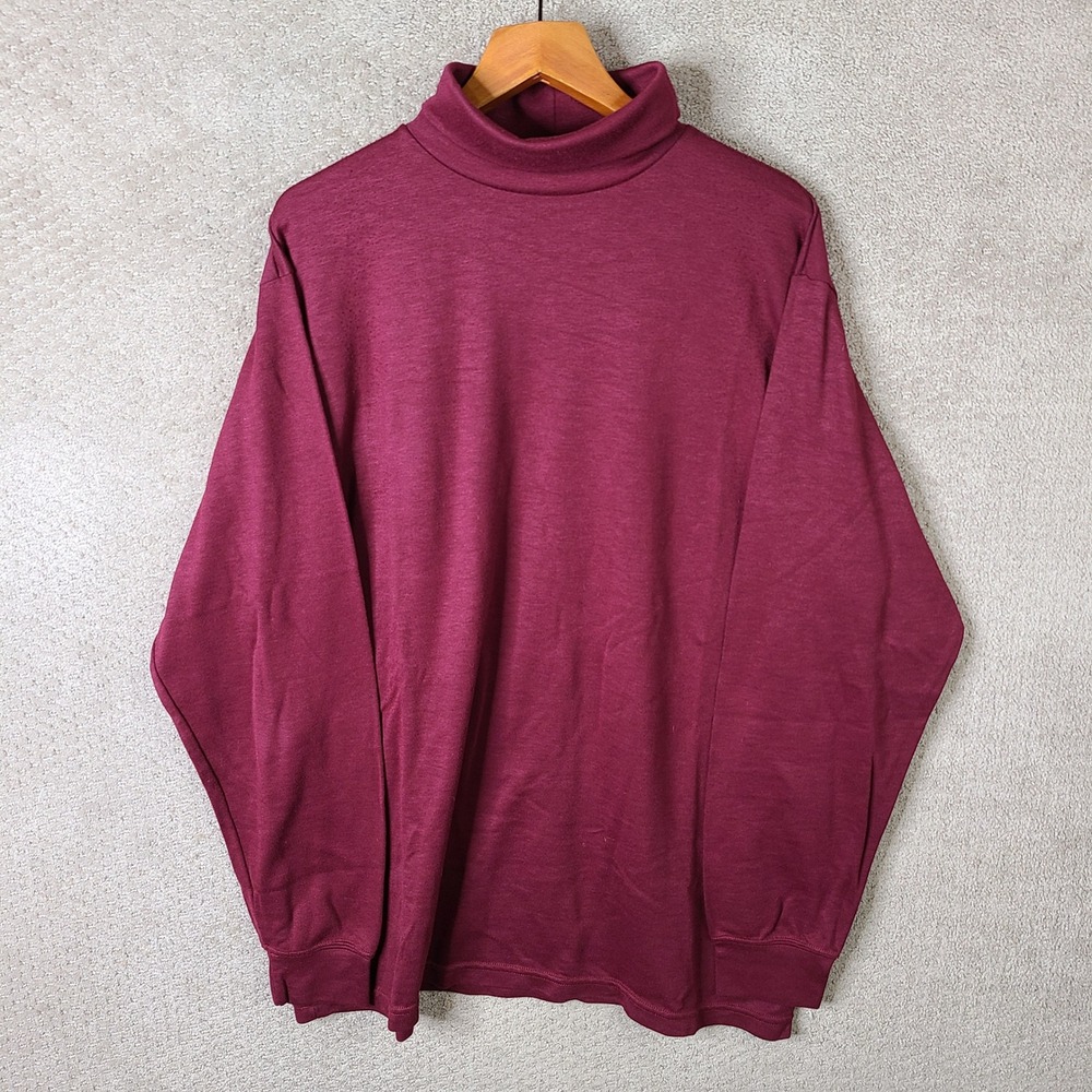 Vintage TravelSmith Shirt Mens XXL Maroon Mock Neck Thermostat Polyester Cotton